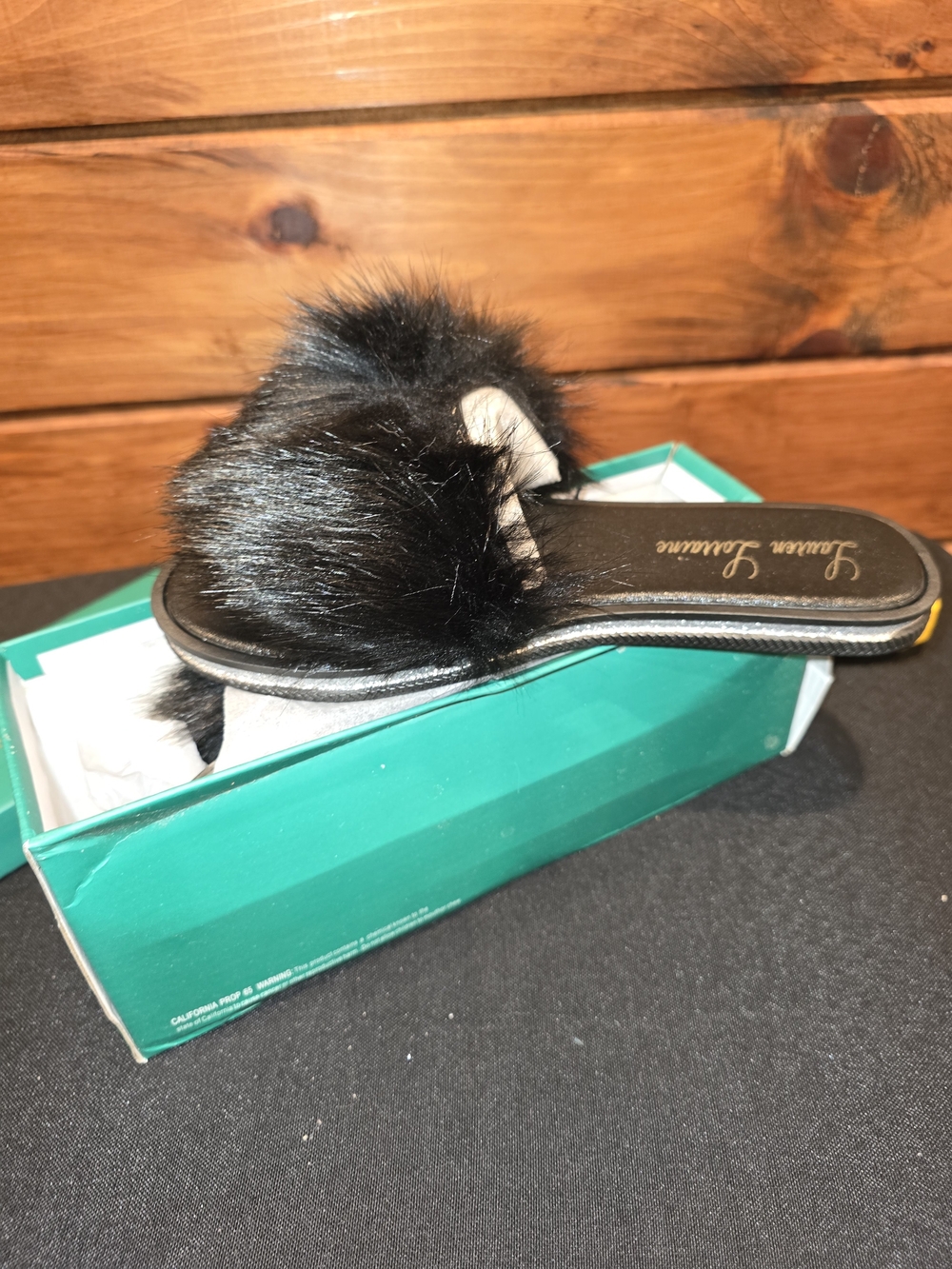 Black Furry Flats